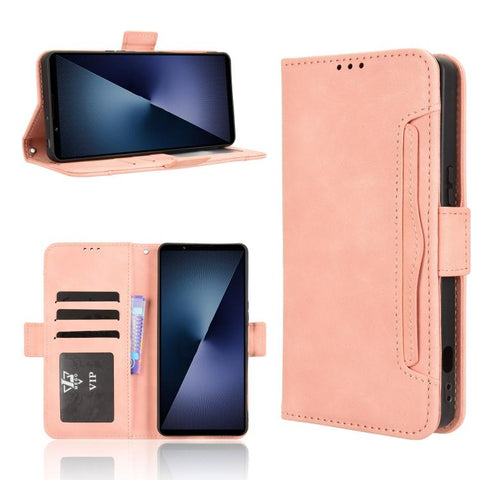 Skin Feel Calf Texture Card Slots Leather Phone Case, For Sony Xperia 10 VIII, For Sony Xperia 1 VIII, For Sony Xperia 10 VII, For Sony Xperia 1 VII, For Sony Xperia 10 VI 2024, For Sony Xperia 1 VI 2024, For Sony Xperia 5 V 2023, For Sony Xperia 1 V  ...