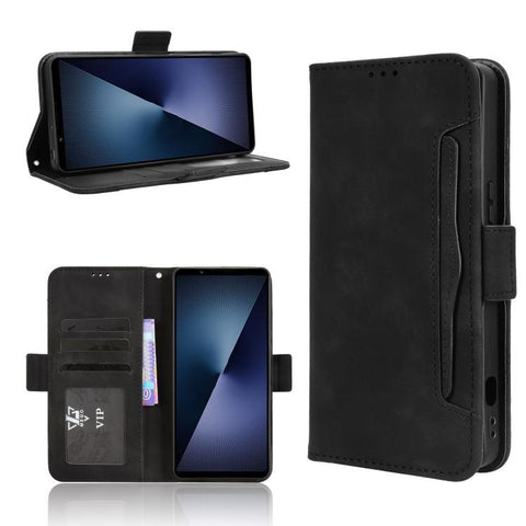 Skin Feel Calf Texture Card Slots Leather Phone Case, For Sony Xperia 10 VIII, For Sony Xperia 1 VIII, For Sony Xperia 10 VII, For Sony Xperia 1 VII, For Sony Xperia 10 VI 2024, For Sony Xperia 1 VI 2024, For Sony Xperia 5 V 2023, For Sony Xperia 1 V  ...