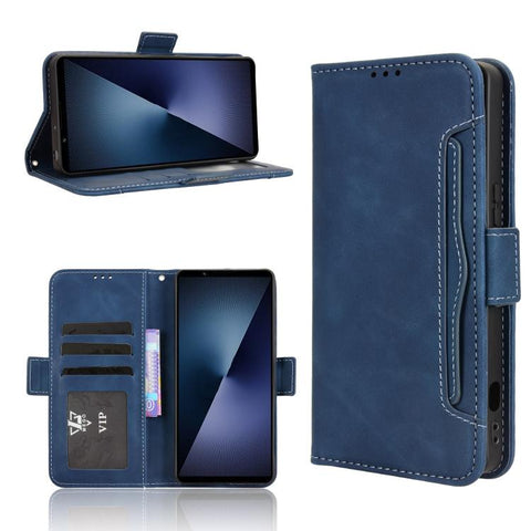 Skin Feel Calf Texture Card Slots Leather Phone Case, For Sony Xperia 10 VIII, For Sony Xperia 1 VIII, For Sony Xperia 10 VII, For Sony Xperia 1 VII, For Sony Xperia 10 VI 2024, For Sony Xperia 1 VI 2024, For Sony Xperia 5 V 2023, For Sony Xperia 1 V  ...