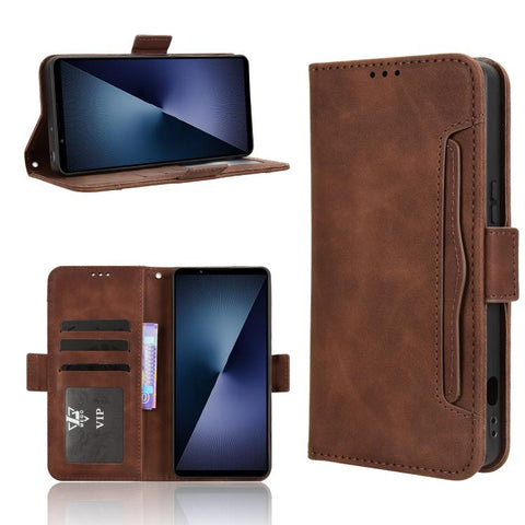 Skin Feel Calf Texture Card Slots Leather Phone Case, For Sony Xperia 10 VIII, For Sony Xperia 1 VIII, For Sony Xperia 10 VII, For Sony Xperia 1 VII, For Sony Xperia 10 VI 2024, For Sony Xperia 1 VI 2024, For Sony Xperia 5 V 2023, For Sony Xperia 1 V  ...