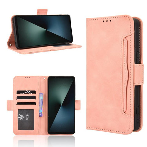 Skin Feel Calf Texture Card Slots Leather Phone Case, For Sony Xperia 10 VIII, For Sony Xperia 1 VIII, For Sony Xperia 10 VII, For Sony Xperia 1 VII, For Sony Xperia 10 VI 2024, For Sony Xperia 1 VI 2024, For Sony Xperia 5 V 2023, For Sony Xperia 1 V  ...