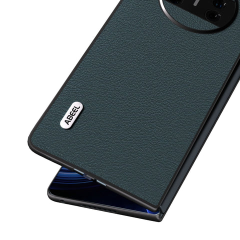 ABEEL Genuine Leather Wave Black Edge Phone Case, For Huawei Mate X3, For Huawei Mate 60