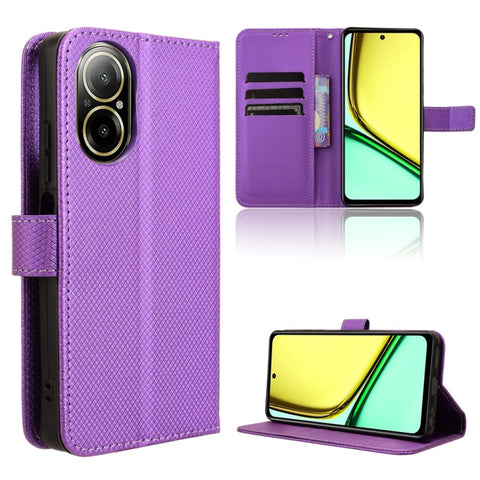 Diamond Texture Leather Phone Case, For Realme 14 Pro 5G, For Realme C75 4G, For Realme GT 7 Pro 5G, For Realme 13+ 5G Global, For Realme 13 Pro 5G / 13 Pro+ 5G, For Realme GT 6 / GT 6T / GT Neo6, For Realme C63 4G / C61 4G / Narzo N63 4G              ...
