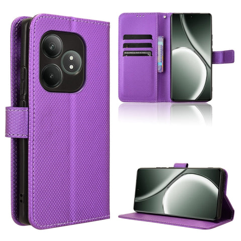 Diamond Texture Leather Phone Case, For Realme 14 Pro 5G, For Realme C75 4G, For Realme GT 7 Pro 5G, For Realme 13+ 5G Global, For Realme 13 Pro 5G / 13 Pro+ 5G, For Realme GT 6 / GT 6T / GT Neo6, For Realme C63 4G / C61 4G / Narzo N63 4G              ...