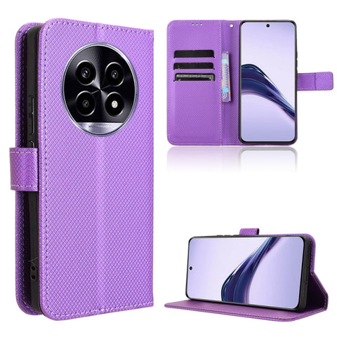 Diamond Texture Leather Phone Case, For Realme 14 Pro 5G, For Realme C75 4G, For Realme GT 7 Pro 5G, For Realme 13+ 5G Global, For Realme 13 Pro 5G / 13 Pro+ 5G, For Realme GT 6 / GT 6T / GT Neo6, For Realme C63 4G / C61 4G / Narzo N63 4G              ...