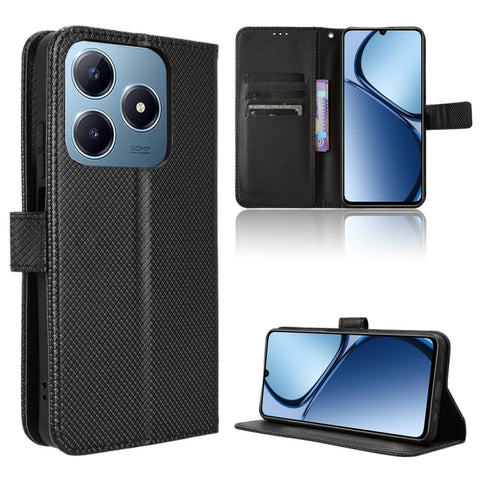 Diamond Texture Leather Phone Case, For Realme 14 Pro 5G, For Realme C75 4G, For Realme GT 7 Pro 5G, For Realme 13+ 5G Global, For Realme 13 Pro 5G / 13 Pro+ 5G, For Realme GT 6 / GT 6T / GT Neo6, For Realme C63 4G / C61 4G / Narzo N63 4G              ...