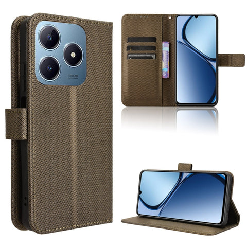 Diamond Texture Leather Phone Case, For Realme 14 Pro 5G, For Realme C75 4G, For Realme GT 7 Pro 5G, For Realme 13+ 5G Global, For Realme 13 Pro 5G / 13 Pro+ 5G, For Realme GT 6 / GT 6T / GT Neo6, For Realme C63 4G / C61 4G / Narzo N63 4G              ...