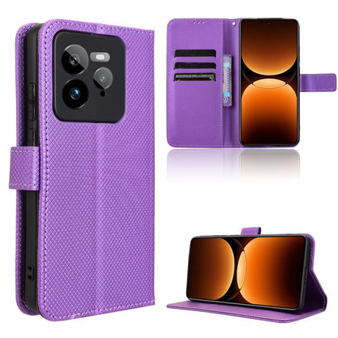 Diamond Texture Leather Phone Case, For Realme 14 Pro 5G, For Realme C75 4G, For Realme GT 7 Pro 5G, For Realme 13+ 5G Global, For Realme 13 Pro 5G / 13 Pro+ 5G, For Realme GT 6 / GT 6T / GT Neo6, For Realme C63 4G / C61 4G / Narzo N63 4G              ...