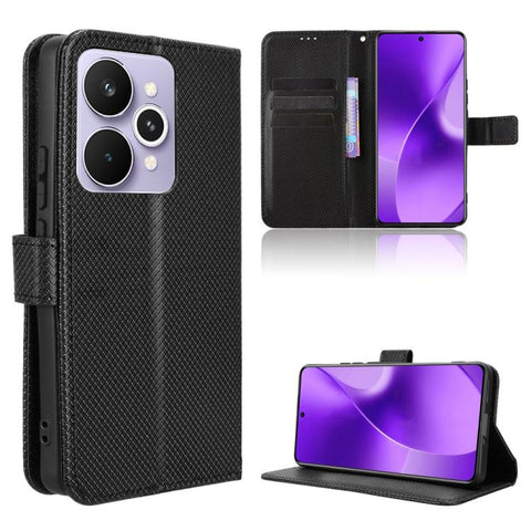 Diamond Texture Leather Phone Case, For Realme P4x 5G, For Realme 15x 5G India / C85 5G, For Realme C85 Pro 4G, For Realme P4 Pro 5G, For Realme P4 5G, For Realme 15T 5G, For Realme C71 4G India / Note 70T 4G, For Realme 15 5G / 15 Pro 5G              ...