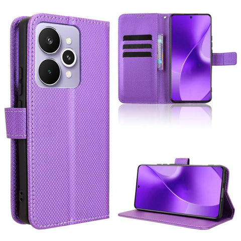 Diamond Texture Leather Phone Case, For Realme P4x 5G, For Realme 15x 5G India / C85 5G, For Realme C85 Pro 4G, For Realme P4 Pro 5G, For Realme P4 5G, For Realme 15T 5G, For Realme C71 4G India / Note 70T 4G, For Realme 15 5G / 15 Pro 5G              ...