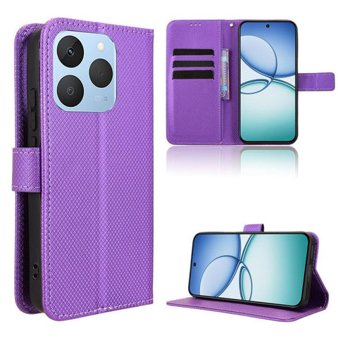 Diamond Texture Leather Phone Case, For Realme P4x 5G, For Realme 15x 5G India / C85 5G, For Realme C85 Pro 4G, For Realme P4 Pro 5G, For Realme P4 5G, For Realme 15T 5G, For Realme C71 4G India / Note 70T 4G, For Realme 15 5G / 15 Pro 5G              ...