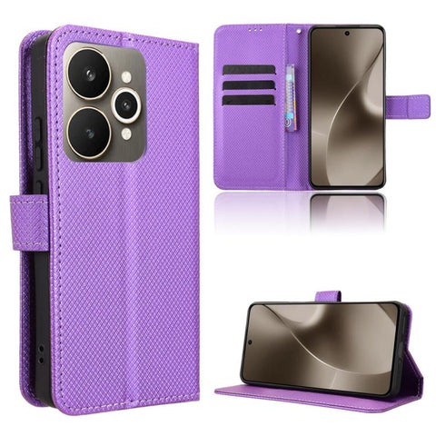 Diamond Texture Leather Phone Case, For Realme P4x 5G, For Realme 15x 5G India / C85 5G, For Realme C85 Pro 4G, For Realme P4 Pro 5G, For Realme P4 5G, For Realme 15T 5G, For Realme C71 4G India / Note 70T 4G, For Realme 15 5G / 15 Pro 5G              ...
