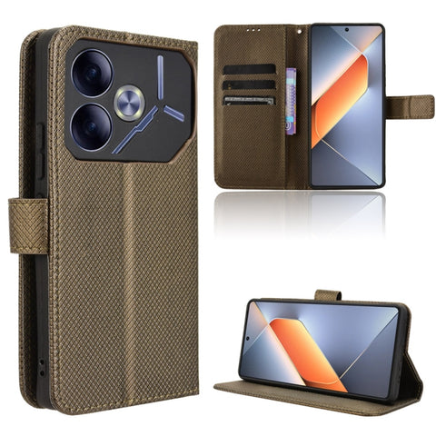 Diamond Texture Leather Phone Case, For Tecno Spark 30 4G, For Tecno Spark Go 1 / Pop 9 / Spark Go 2025, For Tecno Spark 30C 4G, For Tecno Spark 20 Pro 5G, For Tecno Camon 30 Premier 5G, For Tecno Pova 6 Neo 4G, For Tecno Pova 6 4G                     ...