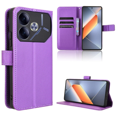 Diamond Texture Leather Phone Case, For Tecno Spark 30 4G, For Tecno Spark Go 1 / Pop 9 / Spark Go 2025, For Tecno Spark 30C 4G, For Tecno Spark 20 Pro 5G, For Tecno Camon 30 Premier 5G, For Tecno Pova 6 Neo 4G, For Tecno Pova 6 4G                     ...