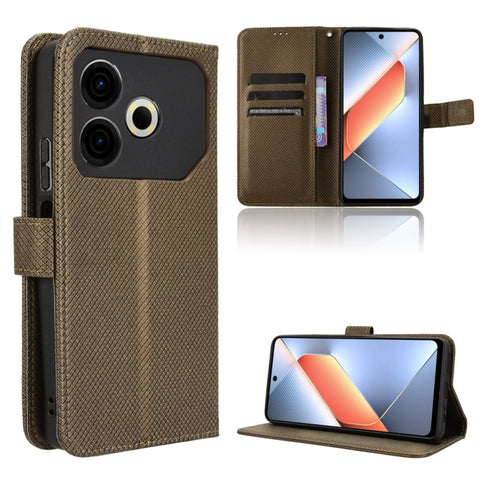 Diamond Texture Leather Phone Case, For Tecno Spark 30 4G, For Tecno Spark Go 1 / Pop 9 / Spark Go 2025, For Tecno Spark 30C 4G, For Tecno Spark 20 Pro 5G, For Tecno Camon 30 Premier 5G, For Tecno Pova 6 Neo 4G, For Tecno Pova 6 4G                     ...