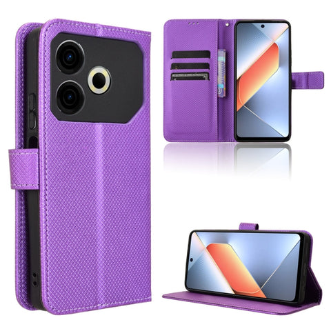 Diamond Texture Leather Phone Case, For Tecno Spark 30 4G, For Tecno Spark Go 1 / Pop 9 / Spark Go 2025, For Tecno Spark 30C 4G, For Tecno Spark 20 Pro 5G, For Tecno Camon 30 Premier 5G, For Tecno Pova 6 Neo 4G, For Tecno Pova 6 4G                     ...