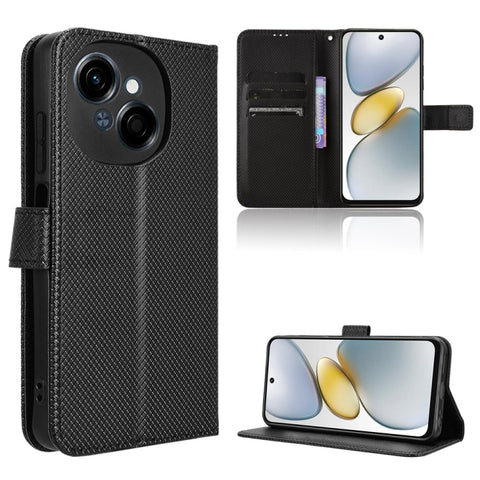 Diamond Texture Leather Phone Case, For Tecno Spark 30 4G, For Tecno Spark Go 1 / Pop 9 / Spark Go 2025, For Tecno Spark 30C 4G, For Tecno Spark 20 Pro 5G, For Tecno Camon 30 Premier 5G, For Tecno Pova 6 Neo 4G, For Tecno Pova 6 4G                     ...