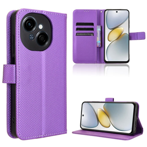 Diamond Texture Leather Phone Case, For Tecno Spark 30 4G, For Tecno Spark Go 1 / Pop 9 / Spark Go 2025, For Tecno Spark 30C 4G, For Tecno Spark 20 Pro 5G, For Tecno Camon 30 Premier 5G, For Tecno Pova 6 Neo 4G, For Tecno Pova 6 4G                     ...