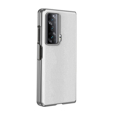 Electroplating Plain Leather Folding Phone Case, For Honor Magic V, For Honor Magic Vs