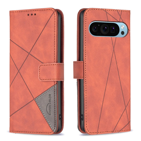 Magnetic Buckle Rhombus Texture Leather Phone Case, For Google Pixel 11a, For Google Pixel 11 / 11 Pro, For Google Pixel 10a, For Google Pixel 9A, For Google Pixel 9 Pro, For Google Pixel 9, For Google Pixel 8a, For Google Pixel 8 Pro