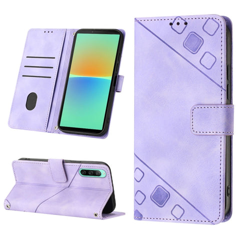 Skin-feel Embossed Leather Phone Case, For Sony Xperia 1 VIII, For Sony Xperia 10 VI, For Sony Xperia 1 VI, For Sony Xperia 5 VI, For Sony Xperia 5 V, For Sony Xperia 1 V, For Sony Xperia 10 V, For Sony Xperia 10 IV