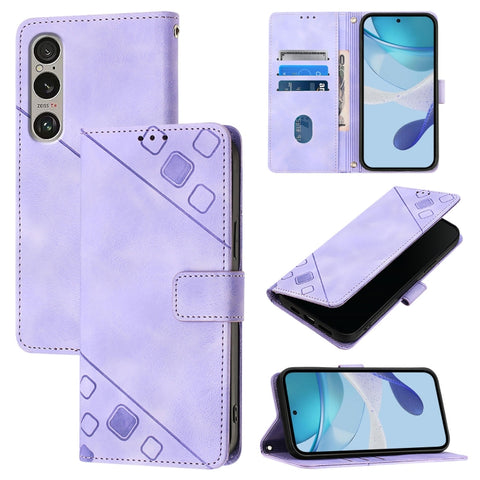 Skin-feel Embossed Leather Phone Case, For Sony Xperia 1 VIII, For Sony Xperia 10 VI, For Sony Xperia 1 VI, For Sony Xperia 5 VI, For Sony Xperia 5 V, For Sony Xperia 1 V, For Sony Xperia 10 V, For Sony Xperia 10 IV