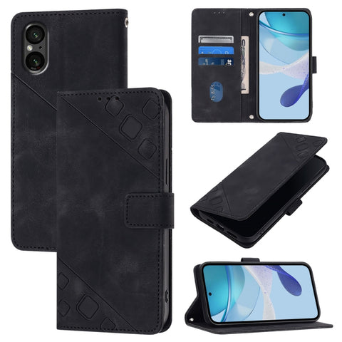 Skin-feel Embossed Leather Phone Case, For Sony Xperia 1 VIII, For Sony Xperia 10 VI, For Sony Xperia 1 VI, For Sony Xperia 5 VI, For Sony Xperia 5 V, For Sony Xperia 1 V, For Sony Xperia 10 V, For Sony Xperia 10 IV