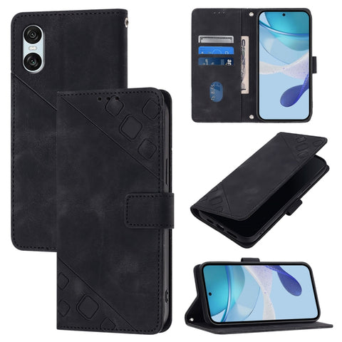 Skin-feel Embossed Leather Phone Case, For Sony Xperia 1 VIII, For Sony Xperia 10 VI, For Sony Xperia 1 VI, For Sony Xperia 5 VI, For Sony Xperia 5 V, For Sony Xperia 1 V, For Sony Xperia 10 V, For Sony Xperia 10 IV