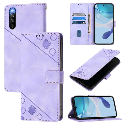 Skin-feel Embossed Leather Phone Case, For Sony Xperia 1 VIII, For Sony Xperia 10 VI, For Sony Xperia 1 VI, For Sony Xperia 5 VI, For Sony Xperia 5 V, For Sony Xperia 1 V, For Sony Xperia 10 V, For Sony Xperia 10 IV