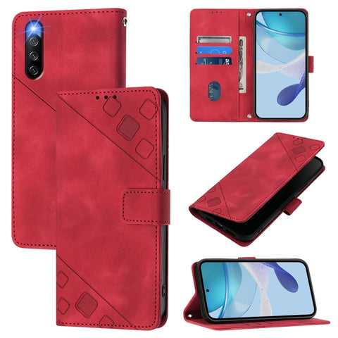 Skin-feel Embossed Leather Phone Case, For Sony Xperia 1 VIII, For Sony Xperia 10 VI, For Sony Xperia 1 VI, For Sony Xperia 5 VI, For Sony Xperia 5 V, For Sony Xperia 1 V, For Sony Xperia 10 V, For Sony Xperia 10 IV