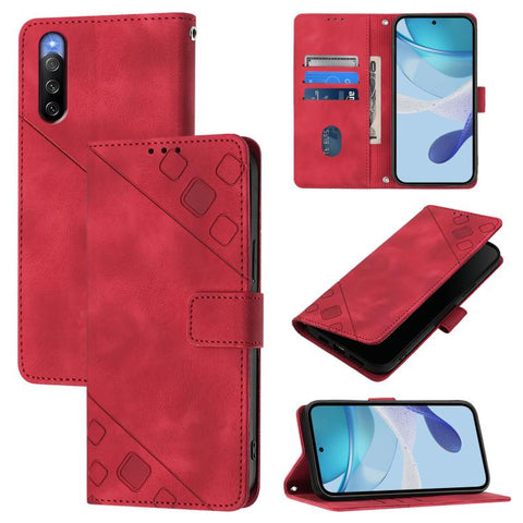 Skin-feel Embossed Leather Phone Case, For Sony Xperia 10 III / 10 III Lite