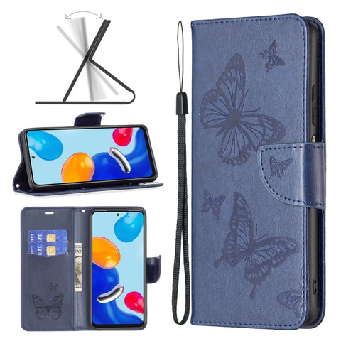 Two Butterflies Embossing Leather Phone Case, For Xiaomi Poco F5 5G / Redmi Note 12 Turbo, For Xiaomi Redmi Note 12S 4G / Note 11, For Xiaomi Civi 3 5G