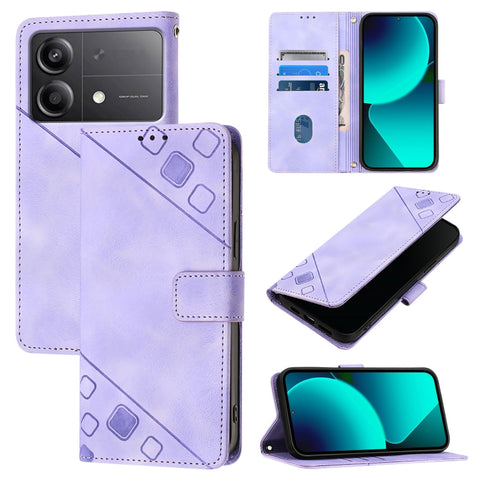 Skin Feel Embossed Leather Phone Case, For Xiaomi Poco F6, For Xiaomi Poco M6 Pro 4G, For Xiaomi Poco X6 Neo 5G Global, For Xiaomi Redmi A3, For Xiaomi Redmi Note 13 Pro 4G Global, For Xiaomi Redmi Note 13 4G Global, For Xiaomi Redmi K70E              ...