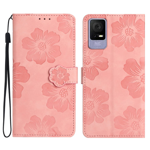 Flower Embossing Pattern Leather Phone Case, For TCL 405 / 406 / 408, For TCL 40 SE