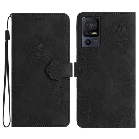 Flower Embossing Pattern Leather Phone Case, For TCL 405 / 406 / 408, For TCL 40 SE