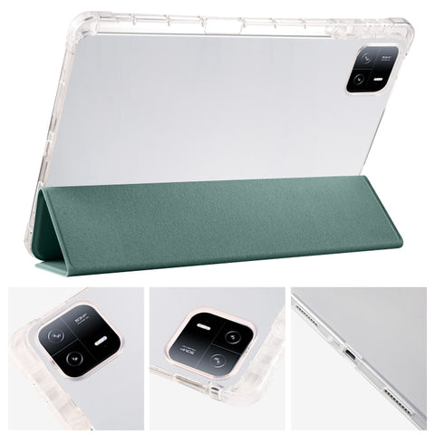 3-fold Clear TPU Smart Leather Tablet Case with Pen Slot, For Xiaomi Pad 7 / 7 Pro, For Xiaomi Redmi Pad Pro 12.1, For Xiaomi Pad 6S Pro, For Xiaomi Pad 6 Max 14, For Xiaomi Pad 6 / 6 Pro