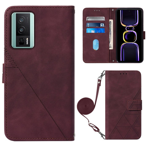 Crossbody 3D Embossed Flip Leather Phone Case, For Xiaomi Redmi Note 12S 4G Global, For Xiaomi Poco F5 5G/Redmi Note 12 Turbo, For Xiaomi Poco F5 Pro 5G/Redmi K60