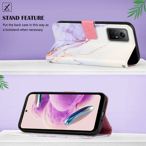 PT003 Marble Pattern Flip Leather Phone Case, For Xiaomi Redmi Note 12S 4G Global, For Xiaomi 13T, For Xiaomi Poco F5 5G/Redmi Note 12 Turbo, For Xiaomi Poco F5 Pro 5G/Redmi K60