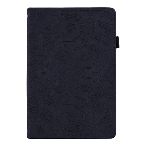 Calf Pattern Double Folding Design Embossed Leather Case with  Holder & Card Slots & Pen Slot &   Elastic Band, For Samsung Galaxy Tab S6 Lite