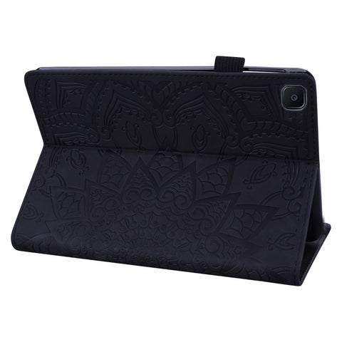 Calf Pattern Double Folding Design Embossed Leather Case with  Holder & Card Slots & Pen Slot &   Elastic Band, For Samsung Galaxy Tab S6 Lite
