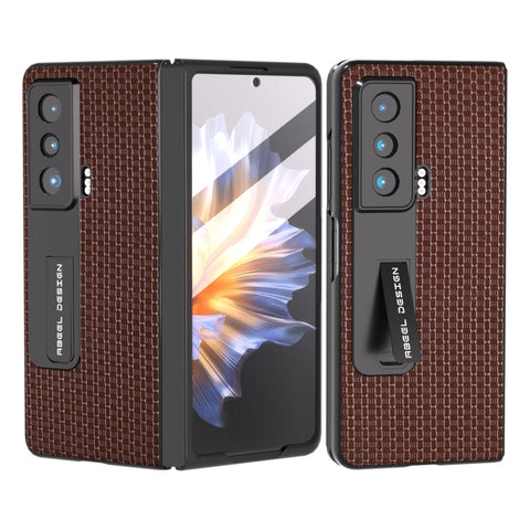 ABEEL Integrated Genuine Leather Luxury Series Phone Case with Holder, For Honor Magic Vs