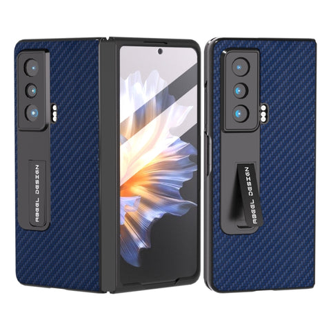 Carbon Fiber Texture Integrated Protective Phone Case with Holder, For Honor Magic Vs