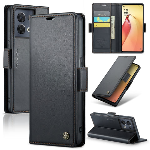 CaseMe 023 Butterfly Buckle Litchi Texture RFID Anti-theft Leather Phone Case, For OPPO A57 4G Global/A57s 4G Global, For OPPO Reno10 5G Global／Reno10 Pro Global, For OPPO Reno8 T 4G, For OPPO A77 4G Global / A57e 4G, For OPPO A78 4G, For OPPO A77s    ...