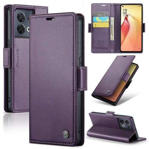 CaseMe 023 Butterfly Buckle Litchi Texture RFID Anti-theft Leather Phone Case, For OPPO A57 4G Global/A57s 4G Global, For OPPO Reno10 5G Global／Reno10 Pro Global, For OPPO Reno8 T 4G, For OPPO A77 4G Global / A57e 4G, For OPPO A78 4G, For OPPO A77s    ...