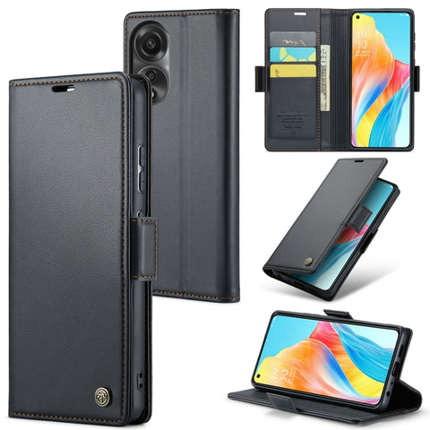 CaseMe 023 Butterfly Buckle Litchi Texture RFID Anti-theft Leather Phone Case, For OPPO A57 4G Global/A57s 4G Global, For OPPO Reno10 5G Global／Reno10 Pro Global, For OPPO Reno8 T 4G, For OPPO A77 4G Global / A57e 4G, For OPPO A78 4G, For OPPO A77s    ...