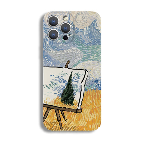 Precise Hole Oil Painting Pattern PC Phone Case, For iPhone 13 Pro, For iPhone 13, For iPhone 13 mini, For iPhone 12, For iPhone 12 Pro Max