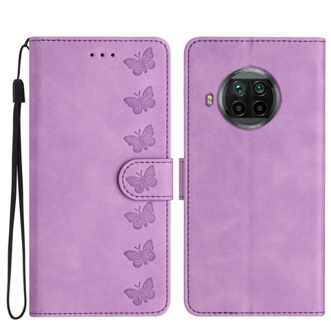 Seven Butterflies Embossed Leather Phone Case, For Xiaomi Redmi Note 9 5G / Note 9T, For Xiaomi Mi 10T Lite, For Xiaomi Mi 10T / 10T Pro, For Xiaomi Redmi 9A, For Xiaomi Redmi 9, For Xiaomi Redmi 9C, For Xiaomi Redmi Note 8T