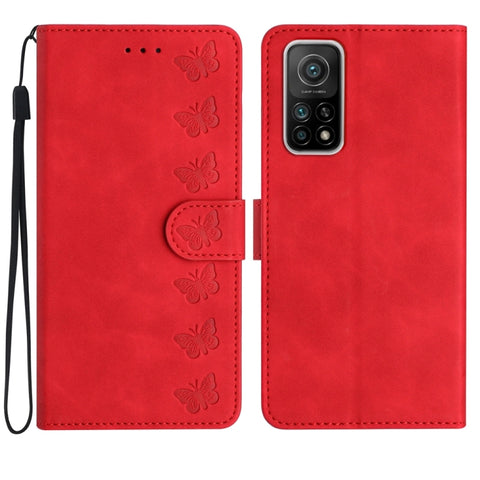 Seven Butterflies Embossed Leather Phone Case, For Xiaomi Redmi Note 9 5G / Note 9T, For Xiaomi Mi 10T Lite, For Xiaomi Mi 10T / 10T Pro, For Xiaomi Redmi 9A, For Xiaomi Redmi 9, For Xiaomi Redmi 9C, For Xiaomi Redmi Note 8T