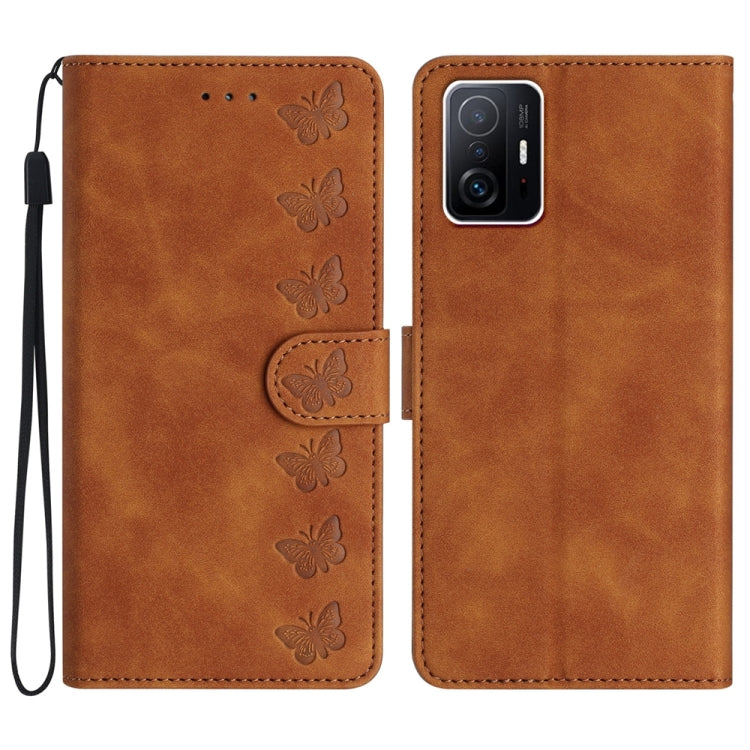 Seven Butterflies Embossed Leather Phone Case, For Xiaomi 11T / 11T Pro, For Xiaomi Redmi 10, For Xiaomi Mi 11 Ultra, For Xiaomi Mi 11 Pro, For Xiaomi Redmi Note 10 5G, For Xiaomi Redmi Note 10 4G, For Xiaomi Redmi Note 10 Pro, For Xiaomi Redmi K40