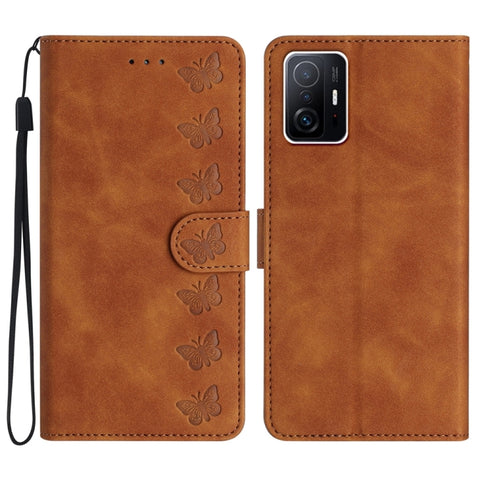 Seven Butterflies Embossed Leather Phone Case, For Xiaomi 11T / 11T Pro, For Xiaomi Redmi 10, For Xiaomi Mi 11 Ultra, For Xiaomi Mi 11 Pro, For Xiaomi Redmi Note 10 5G, For Xiaomi Redmi Note 10 4G, For Xiaomi Redmi Note 10 Pro, For Xiaomi Redmi K40